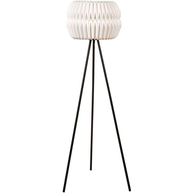 foto del prodotto beliani lampada da terra a treppiede con paralume in carta e metallo nero 138 cm hunter