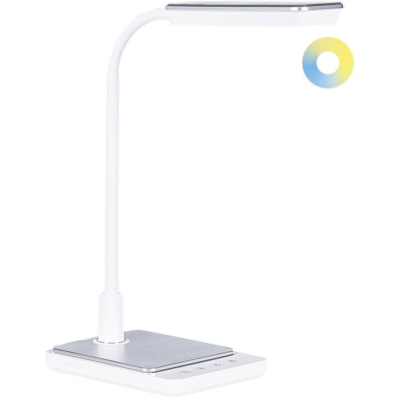 foto del prodotto beliani lampada da ufficio led bianco materiale sintetico braccio e regolabile regolatore 38 cm centaurus