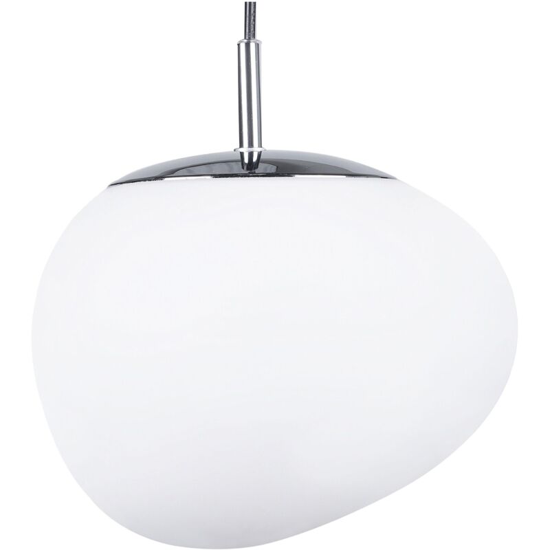foto del prodotto beliani lampada in vetro bianco e argento forma irregolare 1 luce moderna liffel