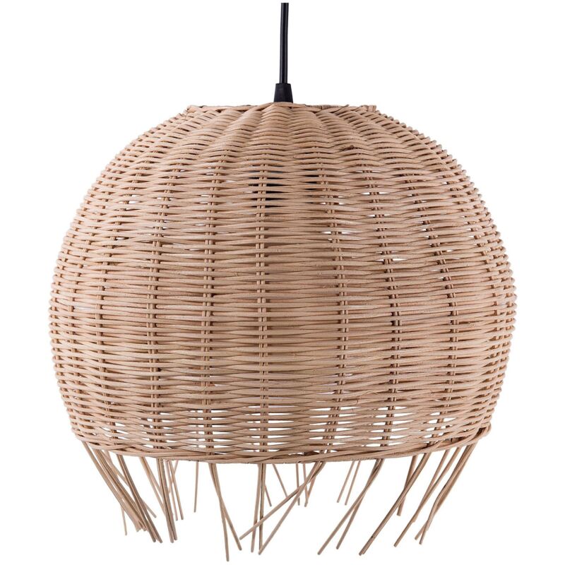 foto del prodotto beliani lampadario con paralume in rattan marrone chiaro sferico stile etnico drino