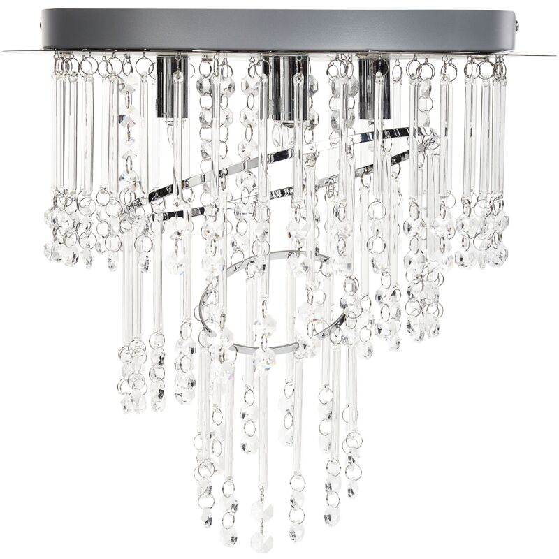 foto del prodotto beliani lampadario glam illuminazione metallo vetro cristalli finitura cromo 35 cm argento esmelle