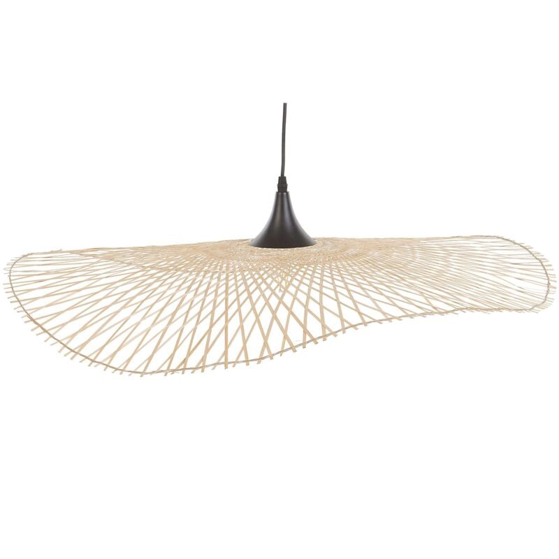 foto del prodotto beliani lampadario in bamb marrone chiaro paralume curvo 130 cm floyd