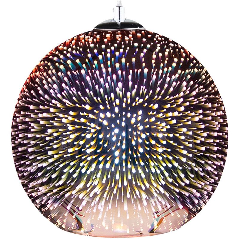 foto del prodotto beliani lampadario in vetro ramato con paralume sferico effetto 3d sessera