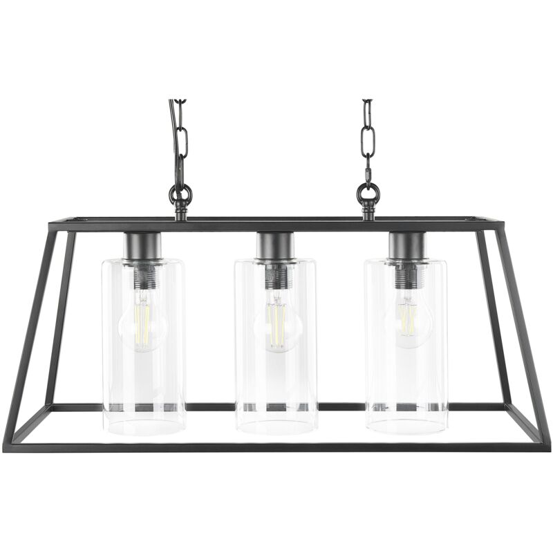 foto del prodotto beliani lampadario moderno a sospensione a 3 fuochi lampada soffitto illuminazione nero muger