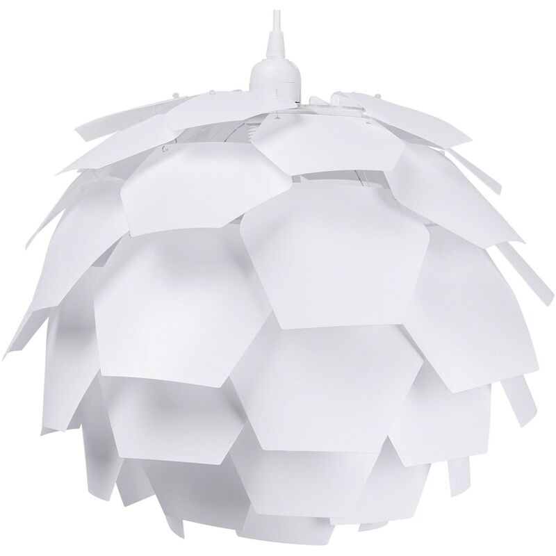 foto del prodotto beliani lampadario moderno piccolo a forma di fiore in plastica colore bianco segre mini