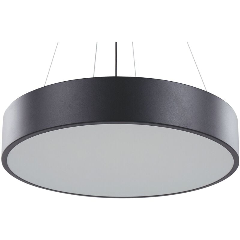 foto del prodotto beliani lampadario rotondo in metallo nero con led balili