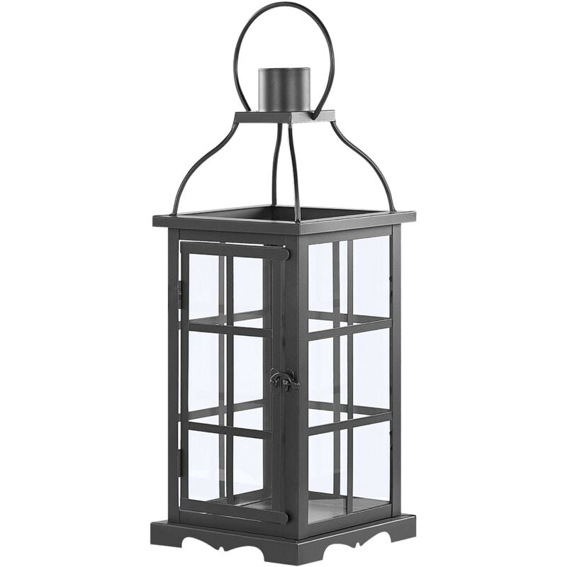 foto del prodotto beliani lanterna decorativa moderna in ferro, lampada portacandela 52 cm nero clara