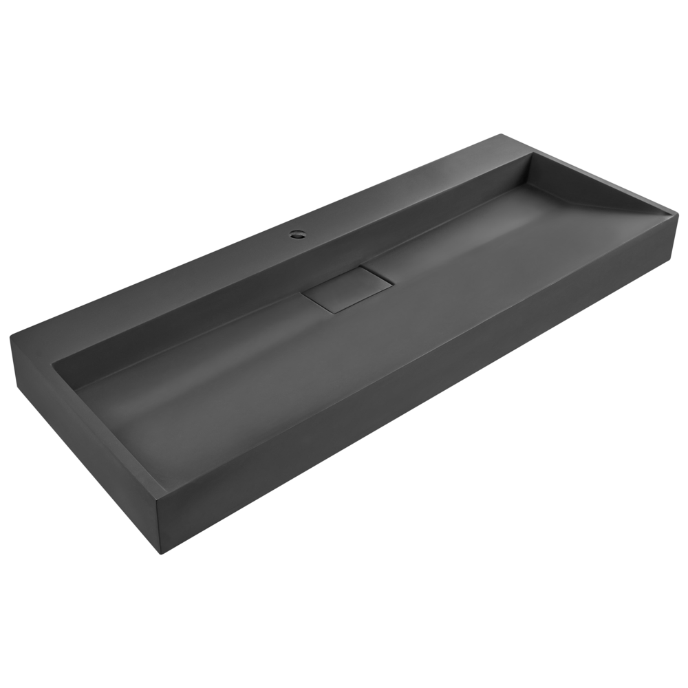 foto del prodotto beliani lavabo bagno classico rettangolare in ceramica finitura lucida 120 x 46 cm nero quenko