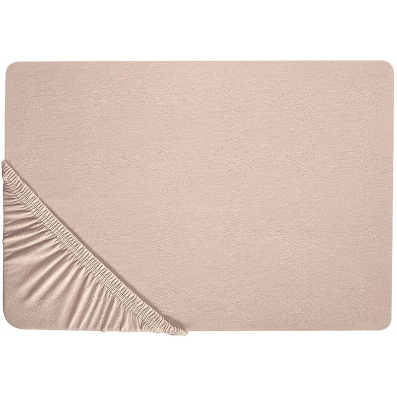 foto del prodotto beliani lenzuolo con angoli cotone beige 90 x 200 cm coprimaterasso elasticizzato hofuf