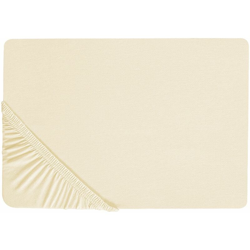 foto del prodotto beliani lenzuolo con angoli cotone beige 90 x 200 cm coprimaterasso elasticizzato janbu