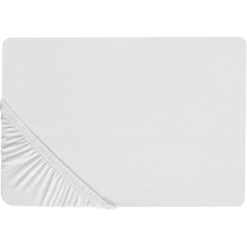 foto del prodotto beliani lenzuolo con angoli cotone bianco 140 x 200 cm coprimaterasso elasticizzato hofuf