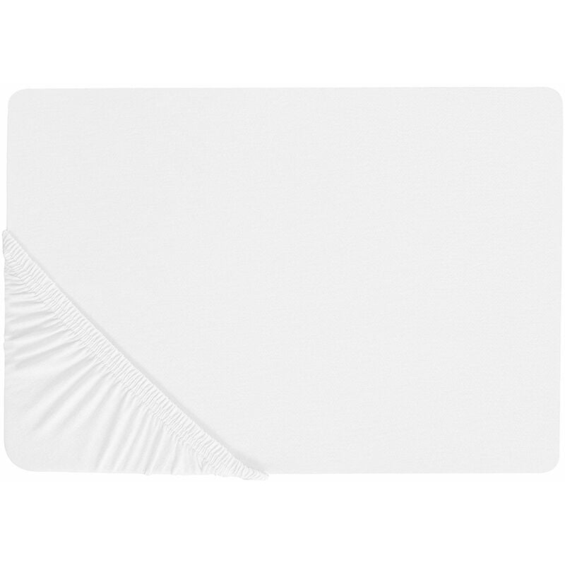 foto del prodotto beliani lenzuolo con angoli cotone bianco 90 x 200 cm coprimaterasso elasticizzato janbu