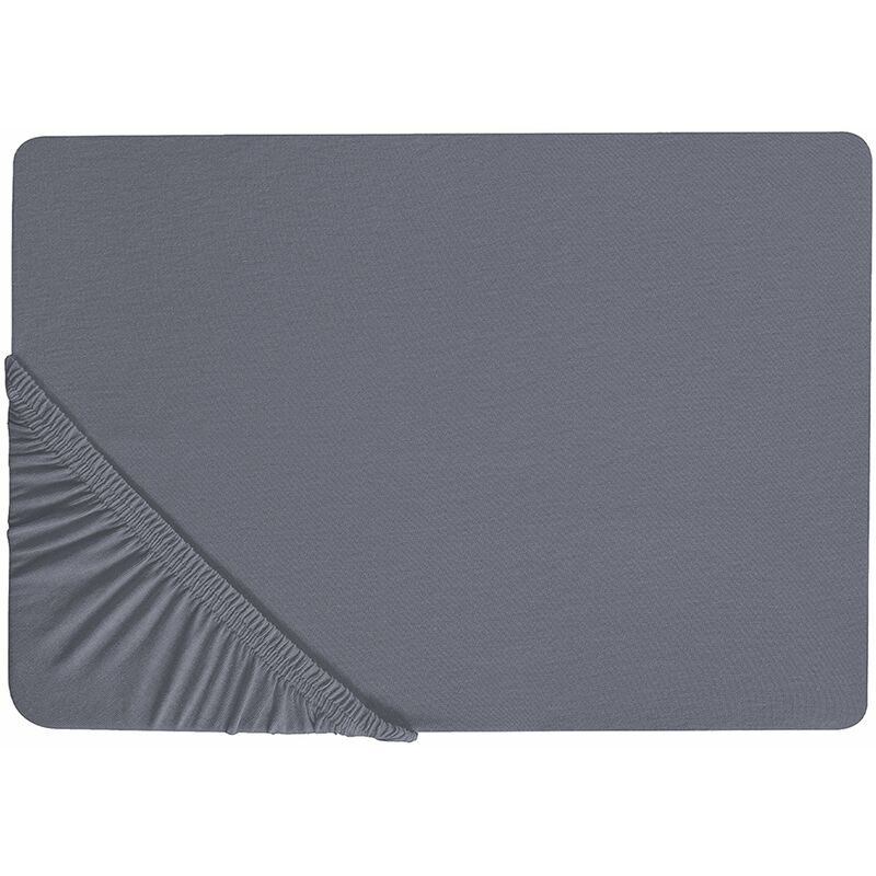 foto del prodotto beliani lenzuolo con angoli cotone grigio scuro 180 x 200 cm coprimaterasso elasticizzato janbu