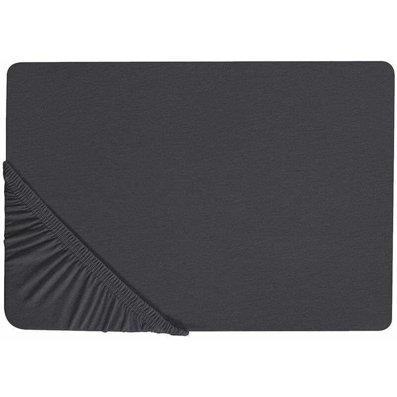 foto del prodotto beliani lenzuolo con angoli cotone nero 200 x 200 cm coprimaterasso elasticizzato hofuf