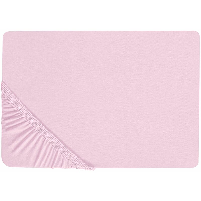 foto del prodotto beliani lenzuolo con angoli cotone rosa pastello 90 x 200 cm coprimaterasso elasticizzato janbu