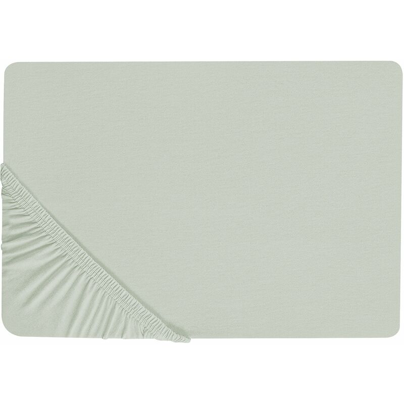 foto del prodotto beliani lenzuolo con angoli cotone verde chiaro 90 x 200 cm coprimaterasso elasticizzato janbu