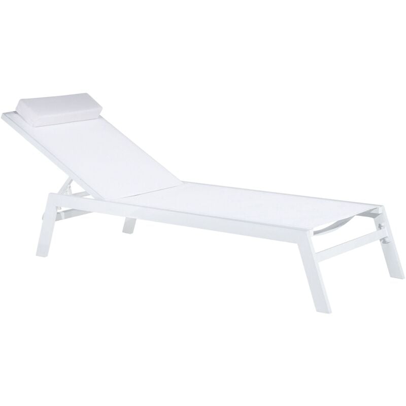 foto del prodotto beliani lettino prendisole bianco cuscino poggiatesta telaio alluminio bianco catania