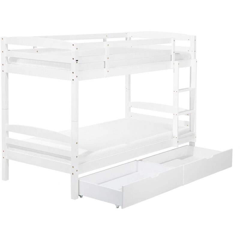 foto del prodotto beliani letto a castello 90 x 200 cm in legno bianco con cassettiera regat