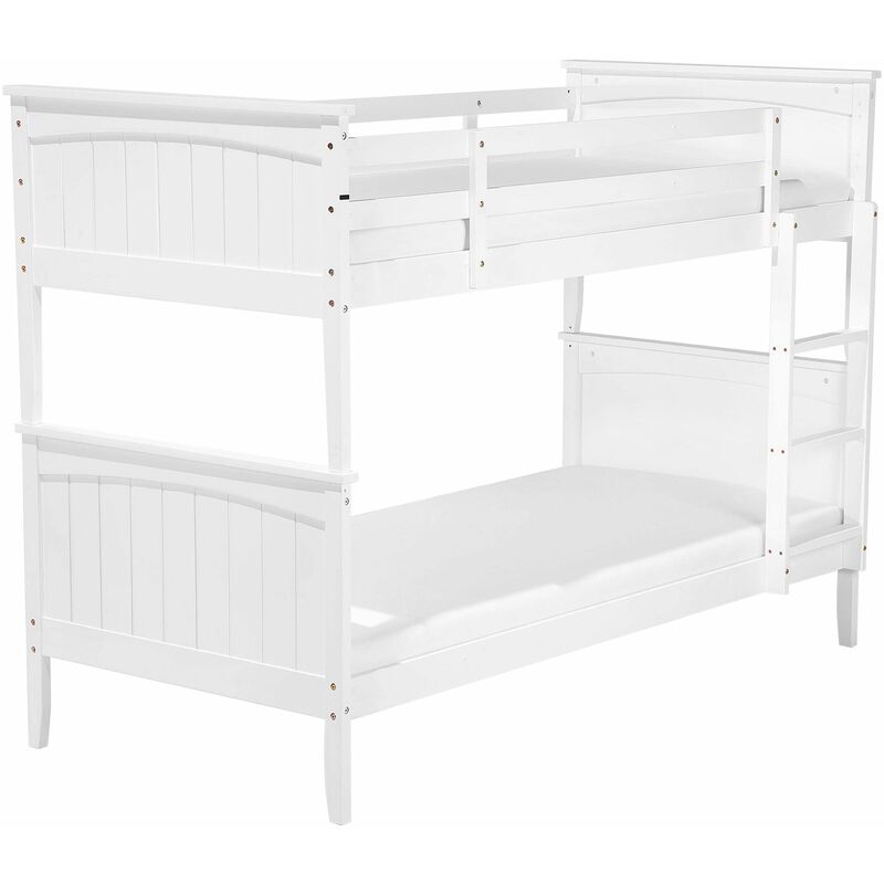 foto del prodotto beliani - letto a castello bianco in legno di pino con scala 90 x 200 cm albon