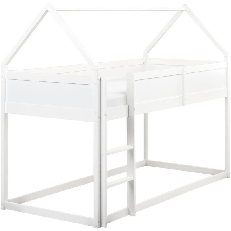 foto del prodotto beliani letto a mezza altezza con rete a doghe 90 x 200 cm struttura per bambini in legno di pino bianco dienne