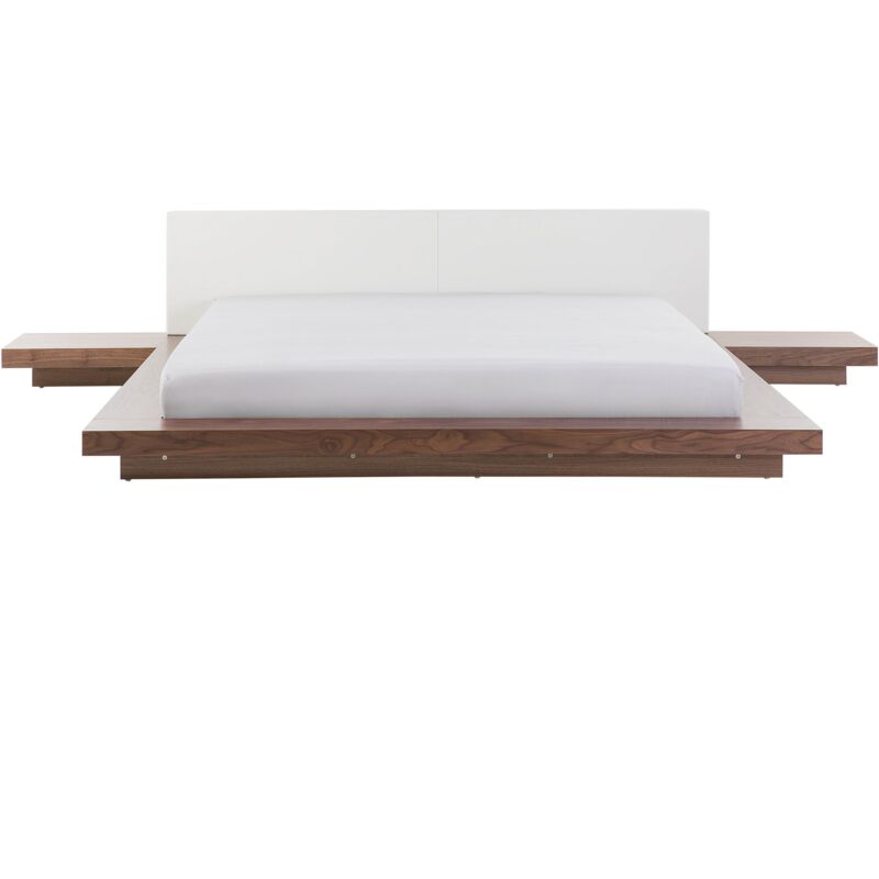 foto del prodotto beliani letto color legno stile giapponese con rete a doghe 180 x 200 cm zen