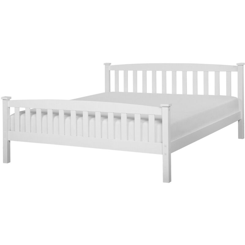foto del prodotto beliani letto in legno bianco con rete a doghe design classico 160 x 200 cm giverny