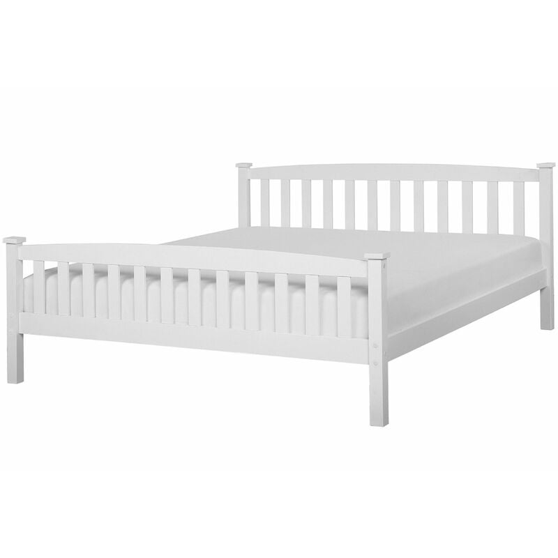 foto del prodotto beliani letto in legno bianco con rete a doghe design classico 180 x 200 cm giverny