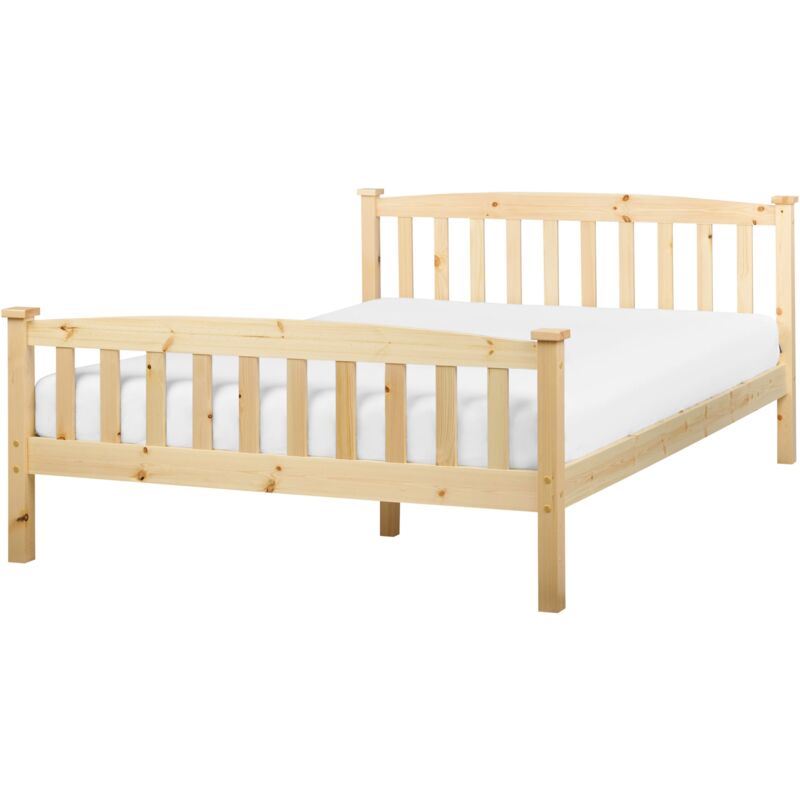 foto del prodotto beliani letto in legno chiaro con rete a doghe design classico 140 x 200 cm giverny