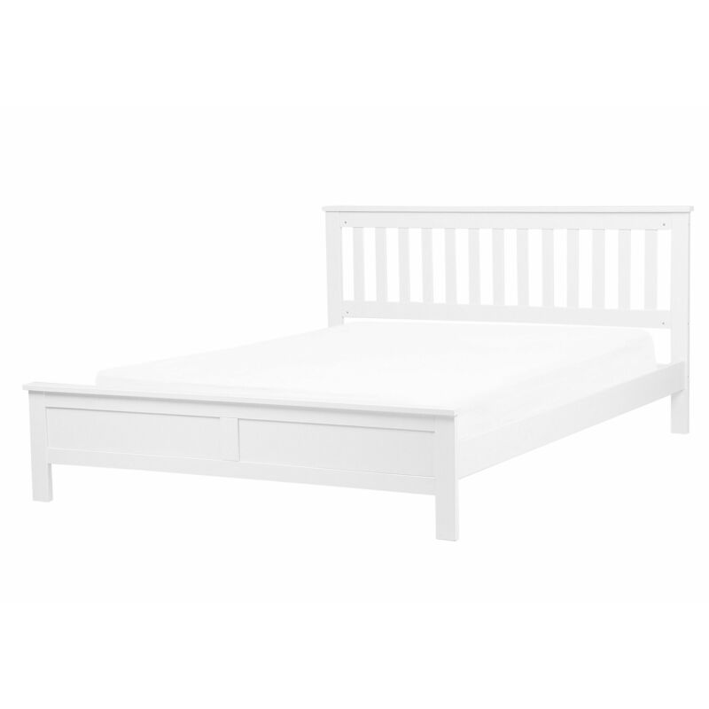 foto del prodotto beliani letto in legno di pino bianco con rete a doghe 140 x 200 cm mayenne