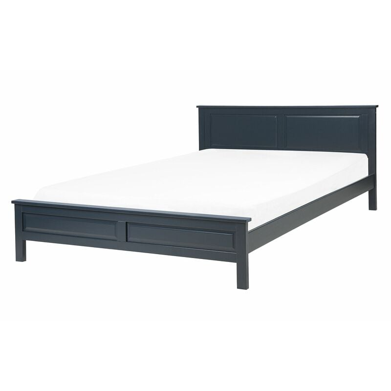 foto del prodotto beliani letto in legno di pino blu con rete a doghe 140 x 200 cm olivet