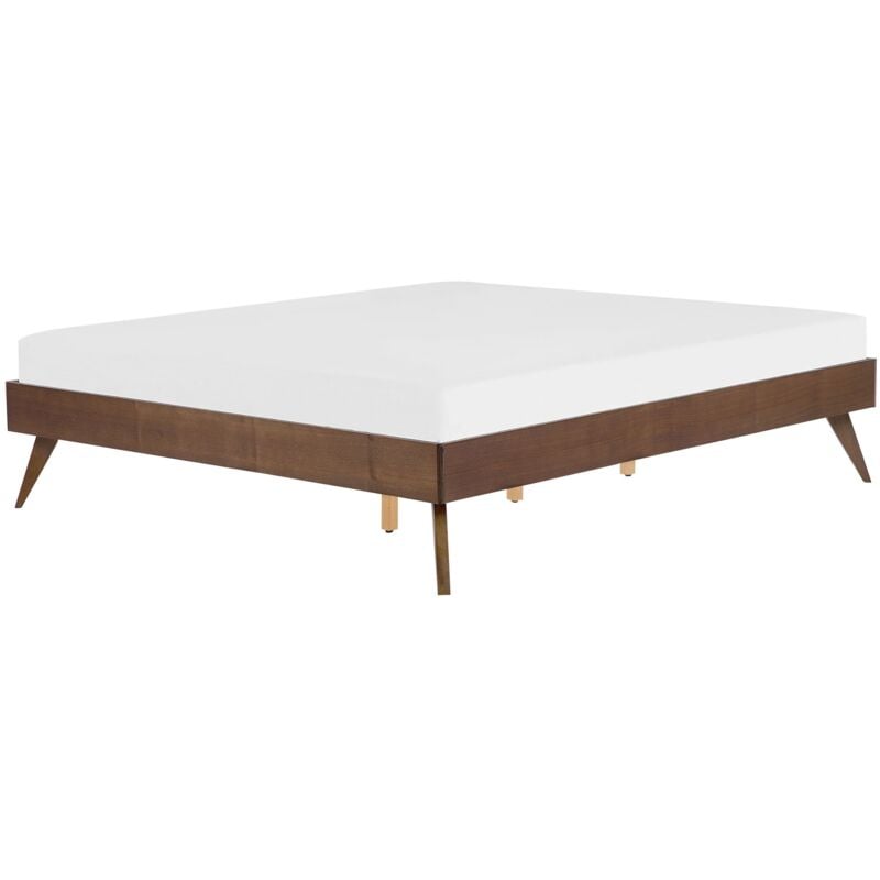 foto del prodotto beliani letto in legno marrone con rete a doghe gambe in legno 160 x 200 cm berric