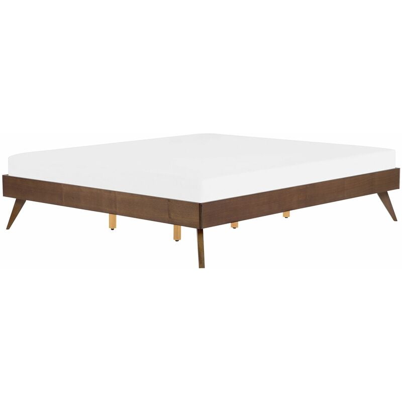 foto del prodotto beliani letto in legno marrone con rete a doghe gambe in legno 180 x 200 cm berric