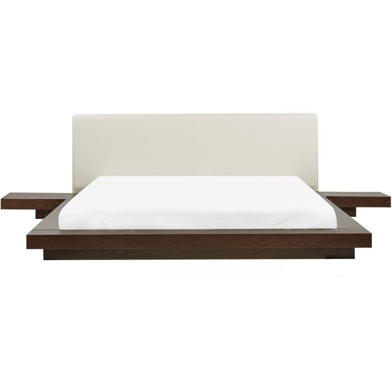 foto del prodotto beliani letto in legno scuro stile giapponese con rete a doghe 180 x 200 cm zen