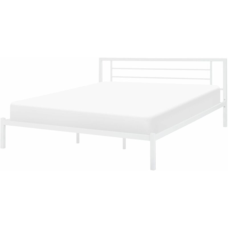 foto del prodotto beliani letto in metallo bianco con rete a doghe 180 x 200 cm cusset