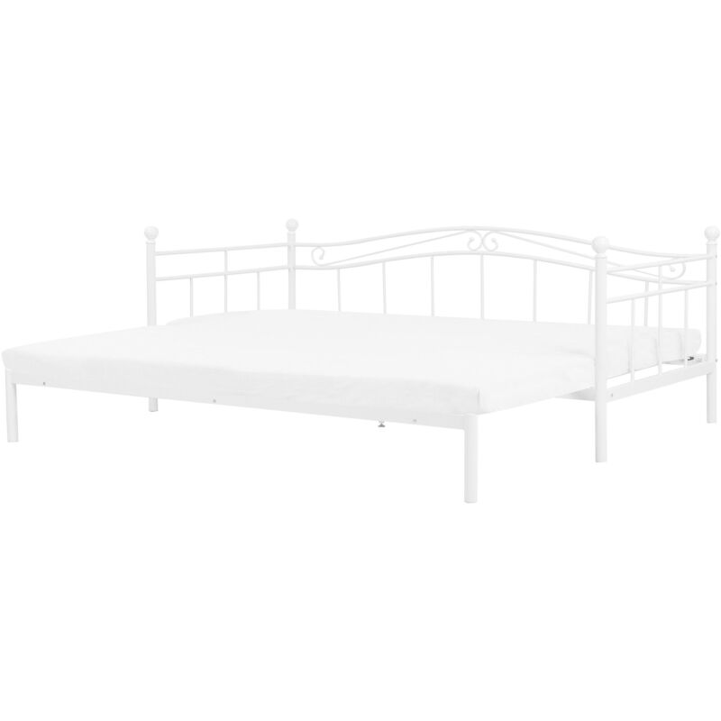 foto del prodotto beliani letto in metallo bianco estensibile con rete a doghe 80x200 cm allungabile tulle