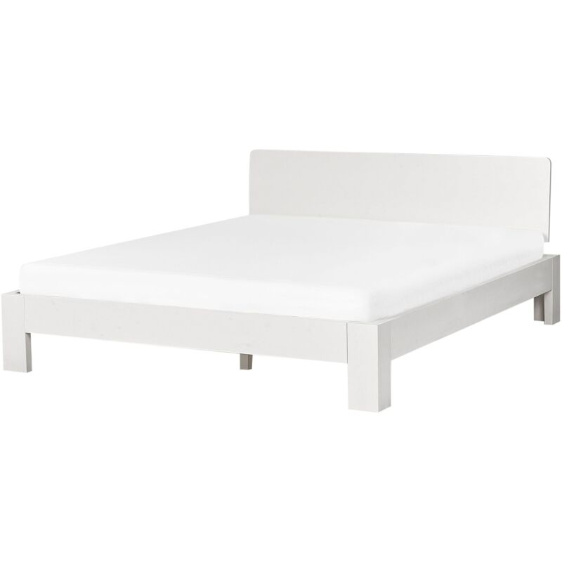 foto del prodotto beliani letto legno di pino bianco con rete a doghe minimalista 160 x 200 cm royan