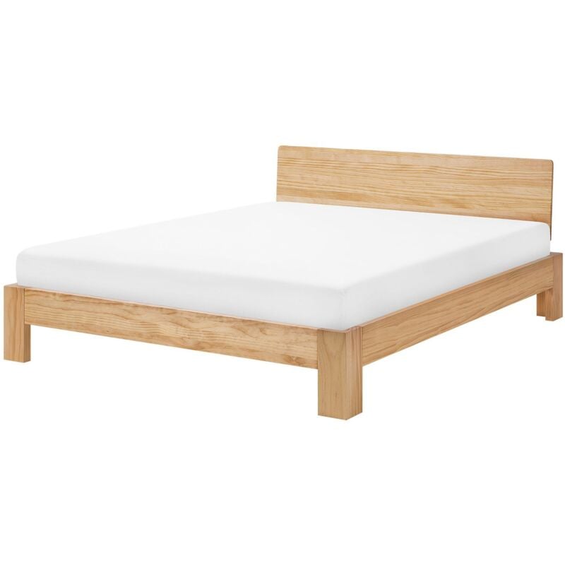foto del prodotto beliani letto legno di pino marrone con rete a doghe minimalista 160 x 200 cm royan