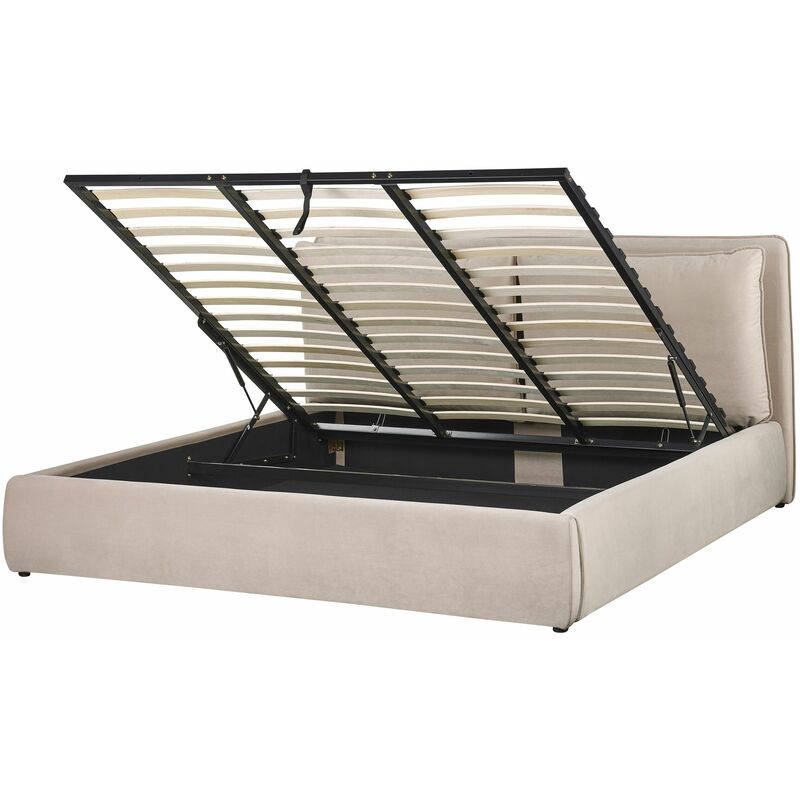 foto del prodotto beliani letto matrimoniale beige con contenitore 180 x 200 cm bayonna
