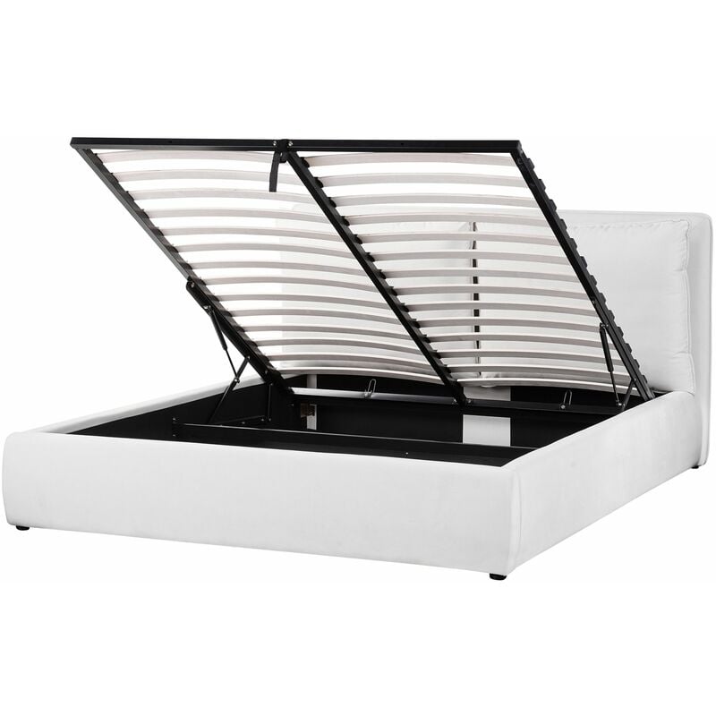 foto del prodotto beliani letto matrimoniale bianco crema con contenitore 160 x 200 cm bayonna