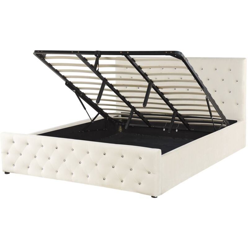 foto del prodotto beliani letto matrimoniale con contenitore velluto beige180 x 200 cm amiens