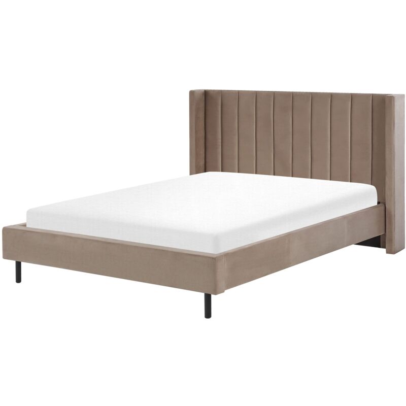 foto del prodotto beliani letto matrimoniale con doghe 160 x 200 cm velluto tortora villette