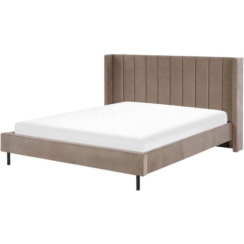 foto del prodotto beliani letto matrimoniale con doghe 180 x 200 cm velluto tortora villette