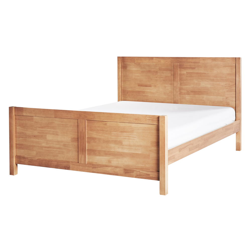 foto del prodotto beliani letto matrimoniale con testiera struttura a doghe in legno chiaro 140 x 200 cm champagnat