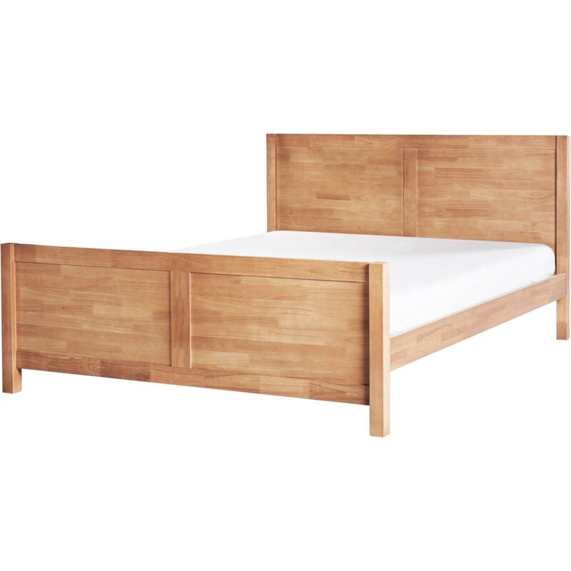 foto del prodotto beliani letto matrimoniale con testiera struttura a doghe in legno chiaro 160 x 200 cm champagnat