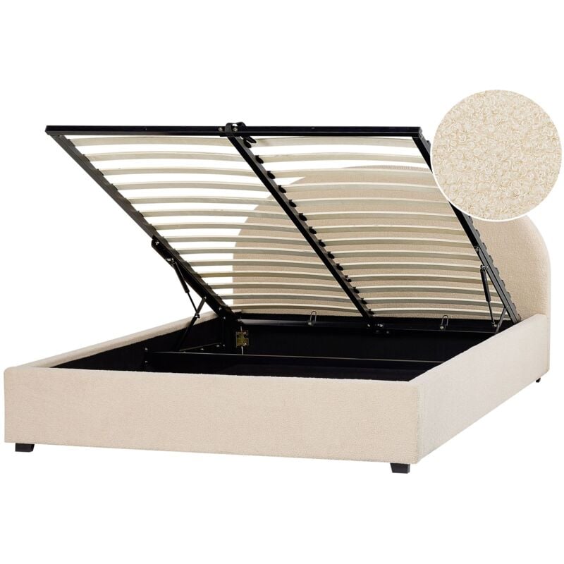 foto del prodotto beliani - letto matrimoniale contenitore minimalista 140 x 200 beige vaucluse