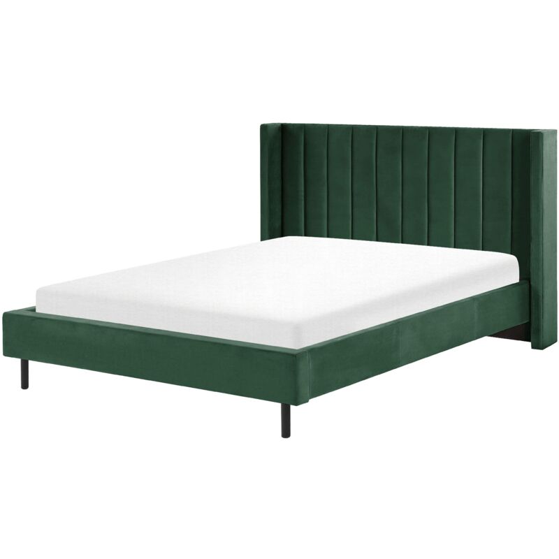 foto del prodotto beliani letto matrimoniale in velluto verde scuro 160x200 cm villette
