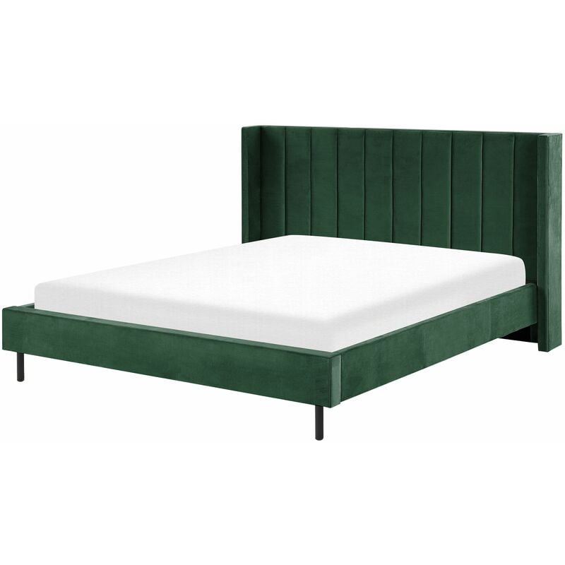 foto del prodotto beliani letto matrimoniale in velluto verde scuro 180 x 200 cm villette