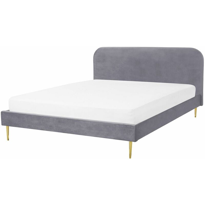 foto del prodotto beliani letto matrimoniale velluto grigio piedi oro minimalista 140 x 200 cm flayat