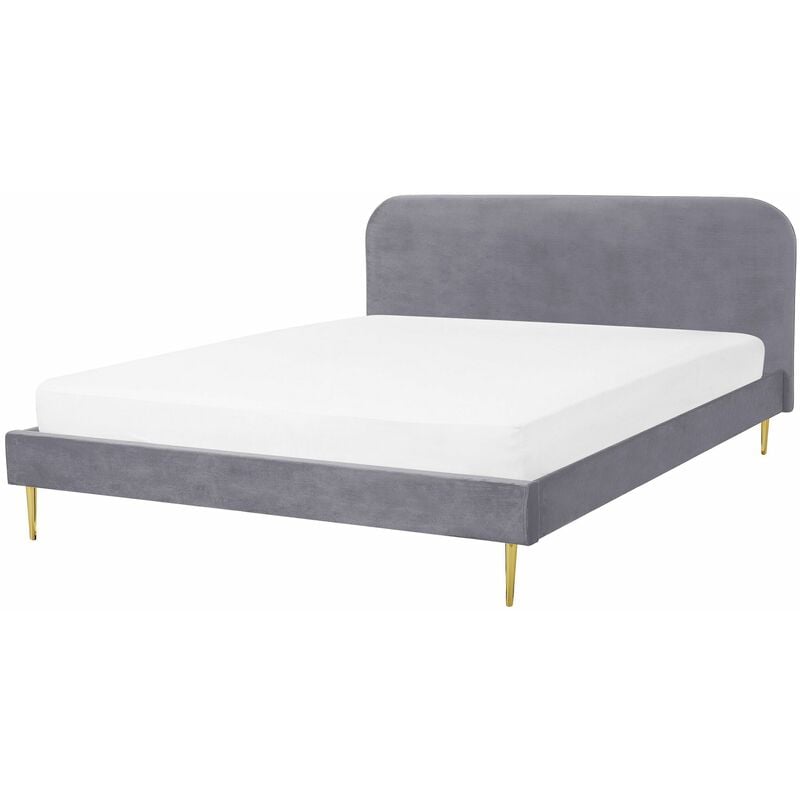 foto del prodotto beliani letto matrimoniale velluto grigio piedi oro minimalista 180 x 200 cm flayat