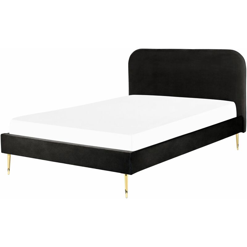 foto del prodotto beliani letto matrimoniale velluto nero piedi oro minimalista 140 x 200 cm flayat